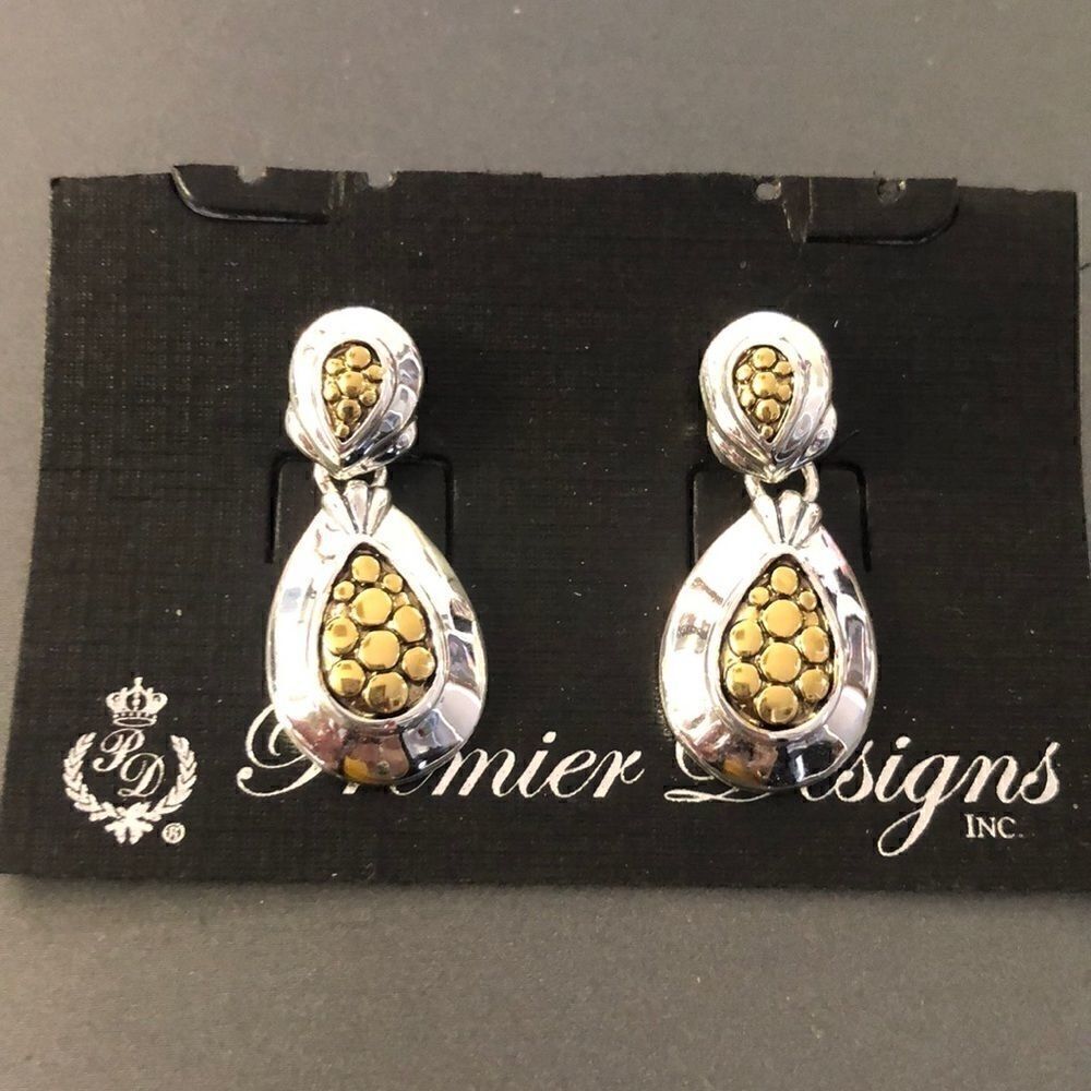 NEW Premier Designs TWO-TONE Gold & Silver Dangle EARRINGS